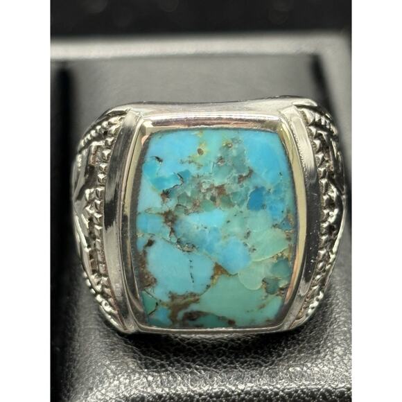 New Condition Sterling Silver Turquoise Ring Turkish Design Size 9 - Picture 9 of 11